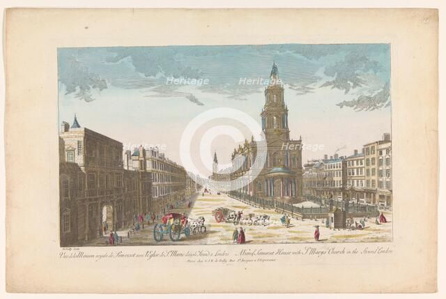 View of Somerset House and Saint Mary-le-Strand Church in London, 1722-after 1758. Creator: Nicolas Jean Baptiste Poilly.