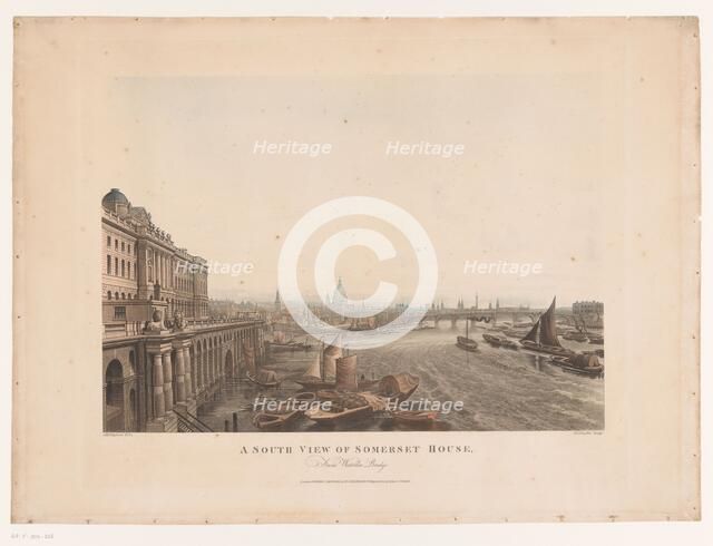 View of Somerset House and the Thames from the south, 1817. Creator: Joseph Constantine Stadler.