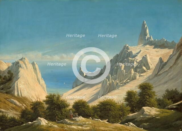 View of Sommerspiret, the Cliffs of Møn, 1846. Creator: Georg Emil Libert.