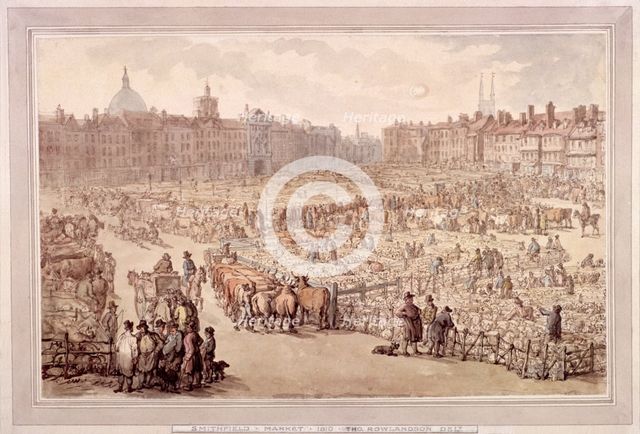 View of Smithfield Market, London, 1810. Artist: Unknown