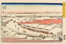 View of Snow at Yoshiwara, c1847-1852. Creator: Ando Hiroshige
