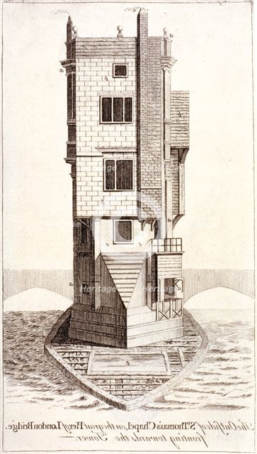 View of St Thomas Chapel, London Bridge, London, c1750. Artist: Anon