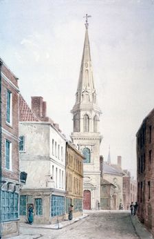 View of St Antholin from the west, City of London, c1850. Artist: Anon