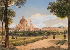 View of St. Charles Church and the Polytechnic Institute in Vienna, 1831. Creator: Rudolf von Alt