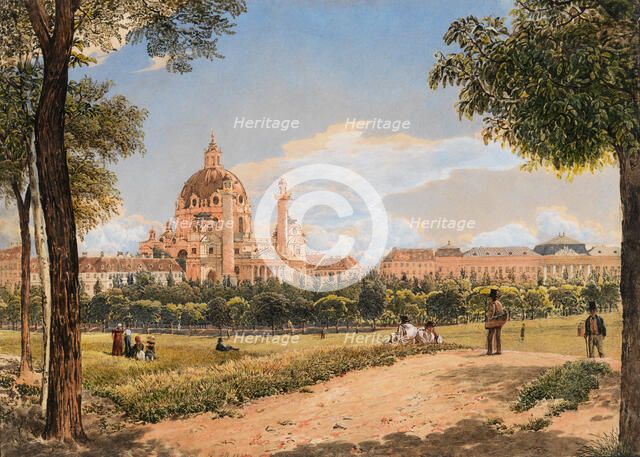 View of St. Charles Church and the Polytechnic Institute in Vienna, 1831. Creator: Rudolf von Alt.