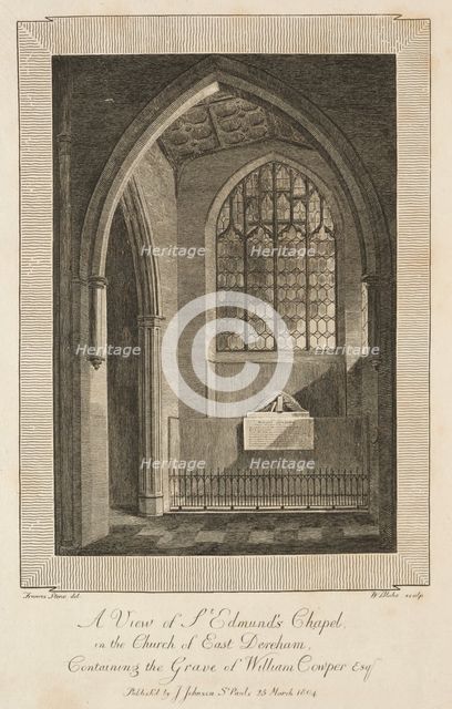View of St. Edmund's Chapel in the Church of East Dereham..., 1804. Creator: William Blake (British, 1757-1827).