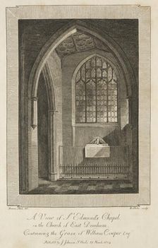 View of St. Edmund's Chapel in the Church of East Dereham..., 1804. Creator: William Blake (British, 1757-1827)