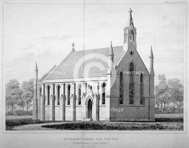 View of St George's Chapel, Battersea, London, 1828.                                           Artist: Anon