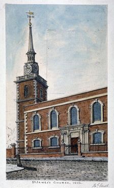 View of St James's Church, Piccadilly from Jermyn Street, London, 1806. Artist: Frederick Nash