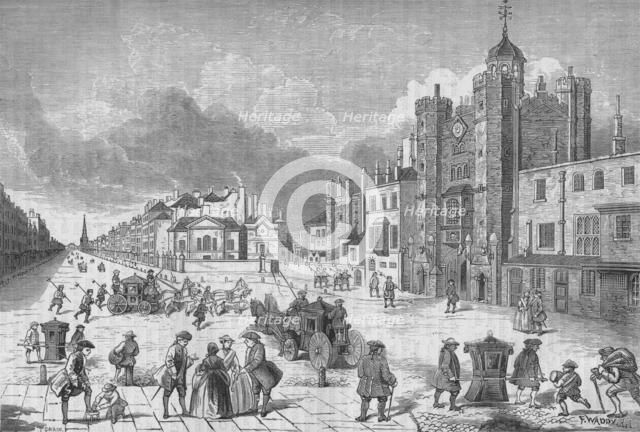 View of St James's Palace, Westminster, London, at the time of Queen Anne, c1710 (1878). Creator: Unknown.