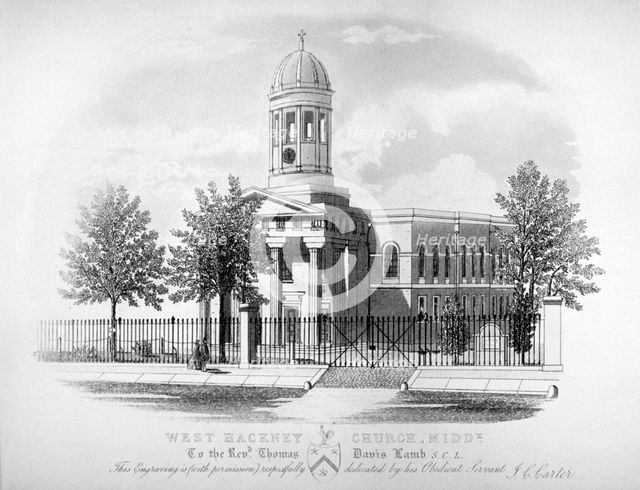 View of St James' Church, West Hackney, London, c1825. Artist: James Carter