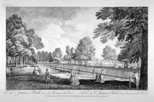 View of St James's Park from Rosamond's Pond, Westminster, London, 1745. Artist: William Henry Toms