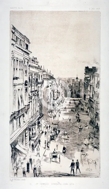 View of St James's Street, Westminster, London, c1878(?).                                            Artist: Whistler