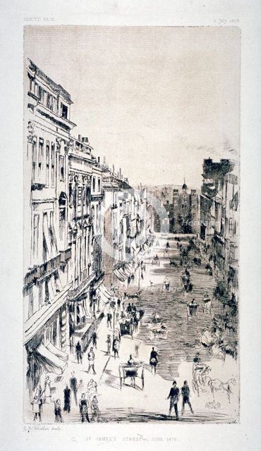 View of St James's Street, Westminster, London, c1878(?).                                            Artist: Whistler