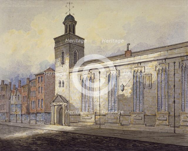 View of St Katherine Cree's sundial, City of London, c1815.    Artist: William Pearson