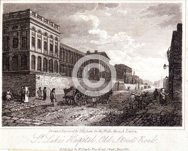 View of St Luke's Hospital, Old Street, Finsbury, London, 1817. Artist: Thomas Higham