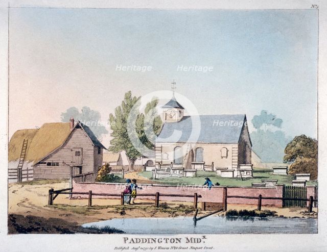 View of St Mary's Church, Paddington, London, 1791.                                      Artist: Anon