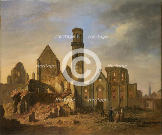 View of St Michael's Abbey in Antwerp after the fire of October 27, 1830, 1830. Creator: Brée, Philippe Jacques van (1786-1871).
