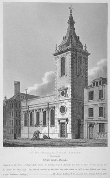 View of St Nicholas Cole Abbey and Knightrider Street, City of London, 1812. Artist: Joseph Skelton