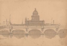 View of St. Paul's Cathedral from the Thames, c1860. Creator: David Roberts