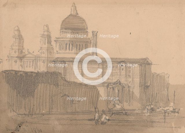 View of St. Paul's, London, August 11th, 1860. Creator: David Roberts.