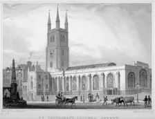 View of St Sepulchre Church, Skinner Street, City of London, 1830. Artist: S Lacey