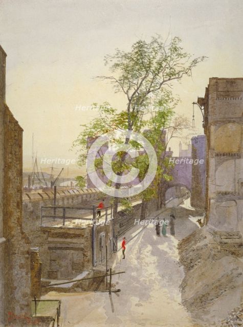 View of store rooms looking west from Cradle Tower, Tower of London, Stepney, London, 1883. Artist: John Crowther
