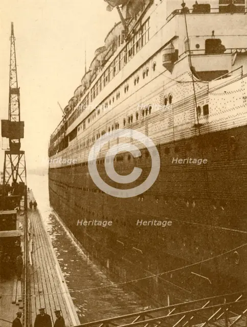 'View of Starboard Side of the "Majestic" As She Entered the Floating Dry Dock', c1930. Creator: Unknown.