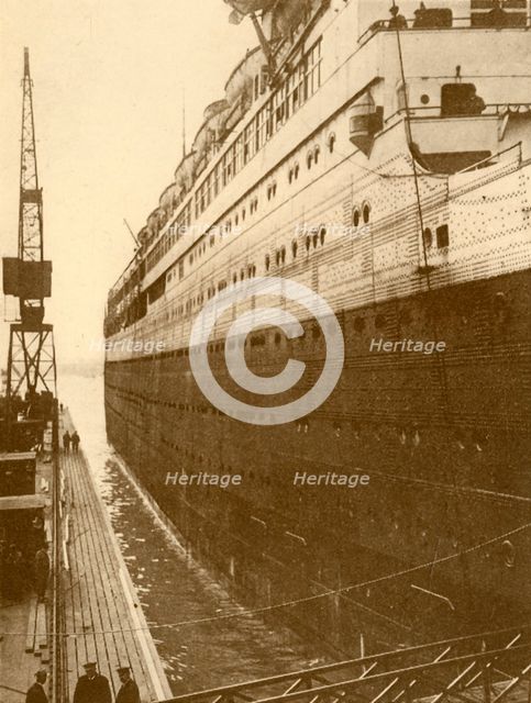 'View of Starboard Side of the "Majestic" As She Entered the Floating Dry Dock', c1930. Creator: Unknown.