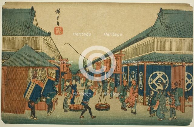 View of Surugacho (Surugacho no zu), from the series "Famous Places in the Eastern...c. 1832/38. Creator: Ando Hiroshige.