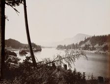 View on the Columbia, Cascades, 1867. Creator: Carleton Emmons Watkins