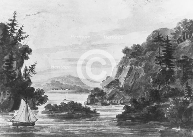 View on the Hudson River (Copy after Engraving by Weld and S. Springsguth..., 1811-ca. 1813. Creator: Pavel Petrovic Svin'in.