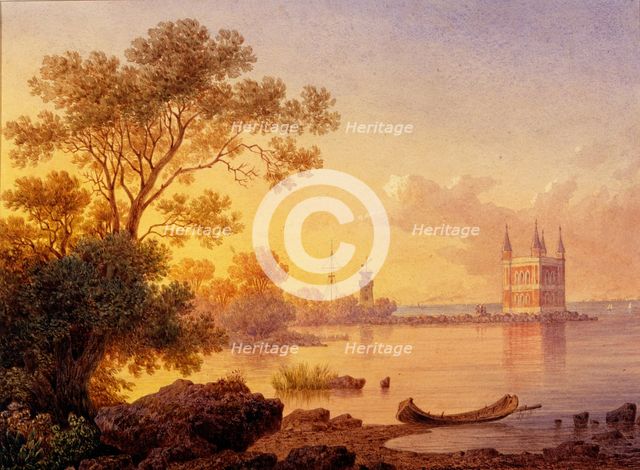 View on the Rose pavillion (Ozerki) in Peterhof. Artist: Premazzi, Ludwig (Luigi) (1814-1891)