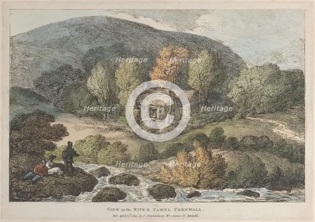 View on the River Camel Cornwall, from "Views in Cornwall", April 12, 1812., April 12, 1812. Creator: Thomas Rowlandson.