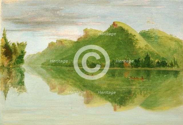 View on the Upper Mississippi, Beautiful Prairie Bluffs, 1835-1836. Creator: George Catlin.