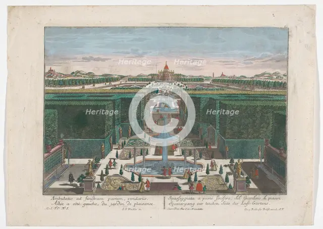 View on a avenue on the left side of a garden, 1742-1801. Creator: Georg Gottfried Winckler.