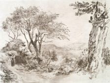 View on a Hill, with Trees and Figures, c1820s. Creator: Andrew Geddes