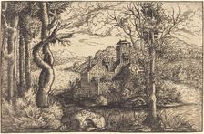 View on a River with a Castle on an Island, 1553. Creator: Hans Sebald Lautensack