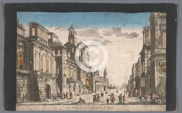 View on a street towards the sea in Naples, 1745-1775. Creator: Anon.