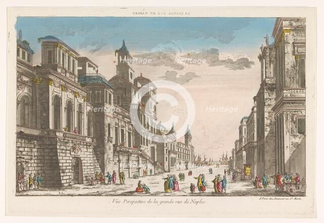 View on a street towards the sea in Naples, 1745-1775. Creator: Anon.