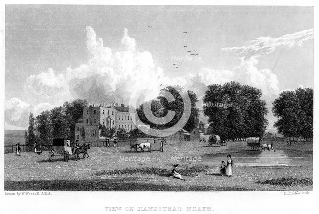 View on Hampstead Heath, London, 19th century.Artist: E Finden