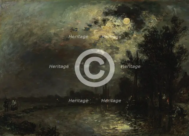 View on Overschie in Moonlight, 1872. Artist: Jongkind, Johan Barthold (1819-1891)