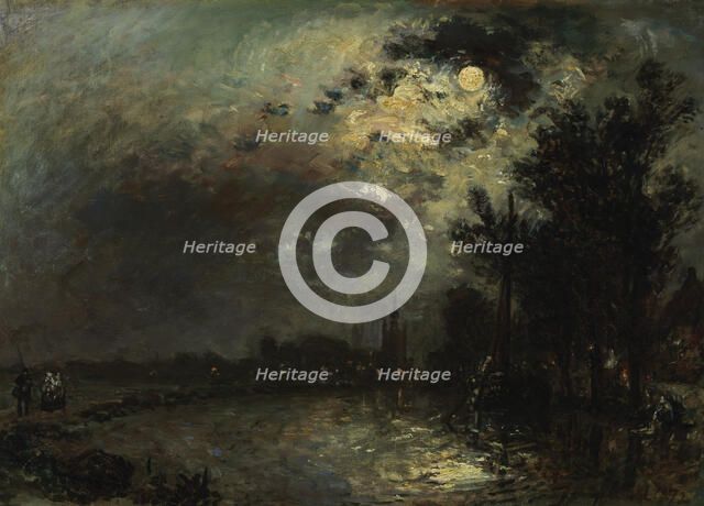 View on Overschie in Moonlight, 1872. Artist: Jongkind, Johan Barthold (1819-1891)