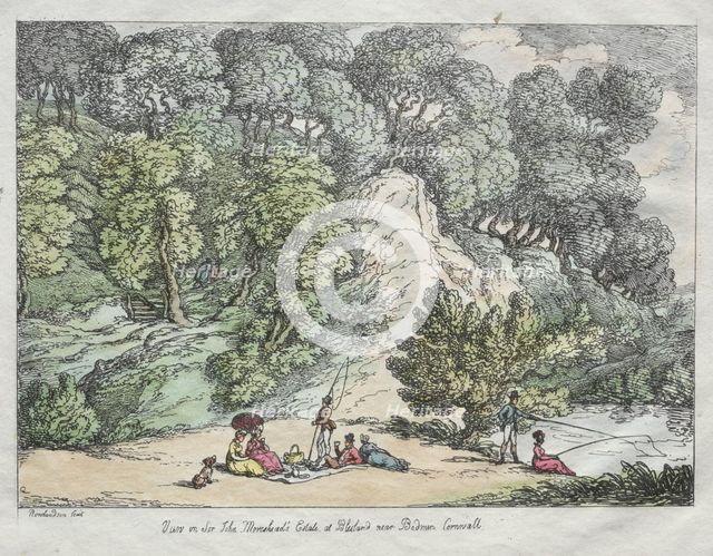 View on Sir John Moreshead's Estate at Blisland near Bodmin, Cornwall, 1805. Creator: Thomas Rowlandson (British, 1756-1827).