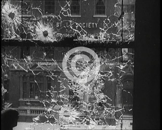 View Out of a Broken Window Resulting from Fighting in Dublin, 1922. Creator: British Pathe Ltd.