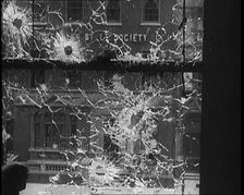 View Out of a Broken Window Resulting from Fighting in Dublin, 1922. Creator: British Pathe Ltd