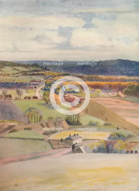 'View over Merstham and Redhill, from Alderstead', 1913, (1914). Artist: James S Ogilvy.