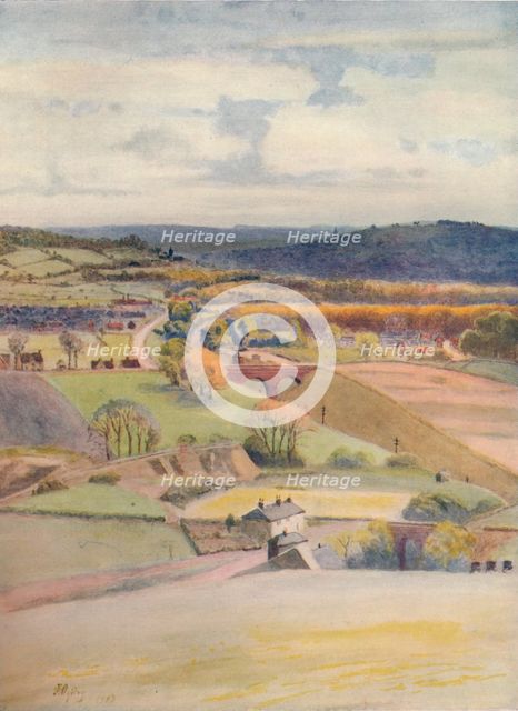'View over Merstham and Redhill, from Alderstead', 1913, (1914). Artist: James S Ogilvy.