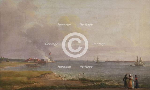View over oresund near the Lime Works, 1818. Creator: Johan Christian Dahl.