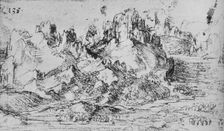 View over a Valley with Mountains Beyond c1480 (1945). Artist: Leonardo da Vinci